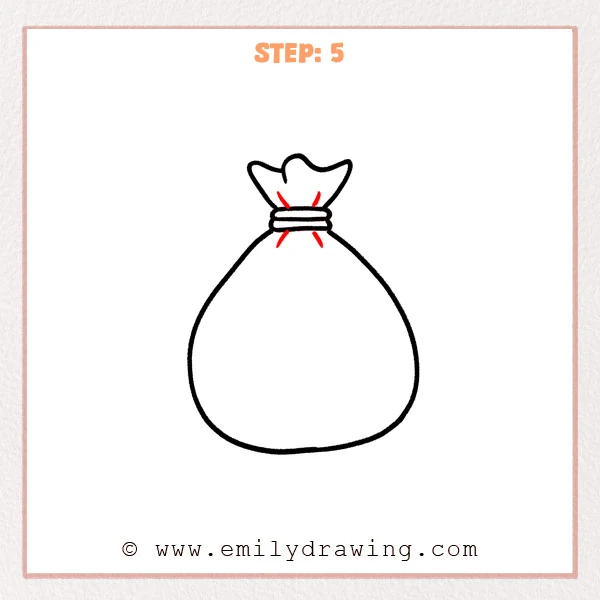 how to draw a money bag - Step 5